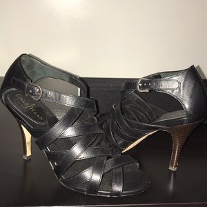 COLE HAAN Black Strappy Open Toe High Heel Sandals